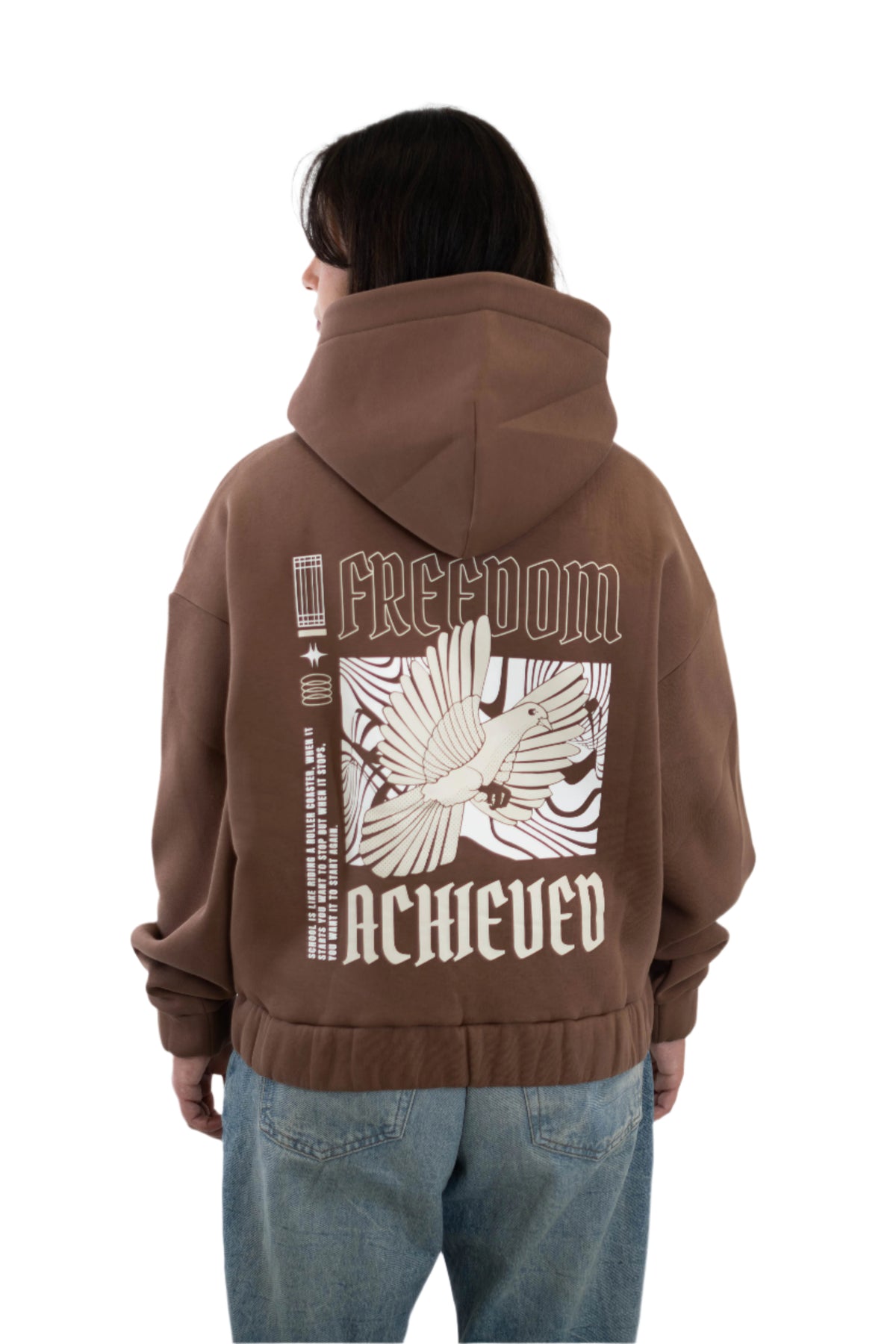 Oversized Cropped Zipper „Freedom" - Brown